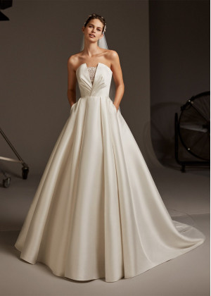 Strapless Beaded Ivory Satin Wedding Dress Strapless Beaded Ivory Satin Wedding Dress
